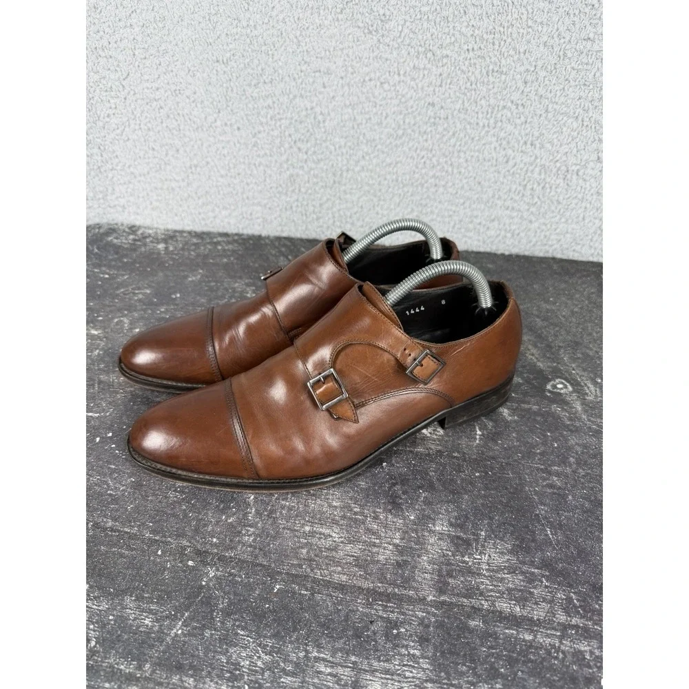 To Boot New York Men's 8 US Brown Leather Dress Shoes Double Monk Strap